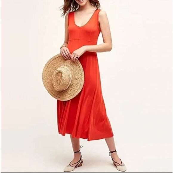 Anthropologie Dresses & Skirts - Anthropologie Bordeaux Midi Dress Red Pockets - Size L